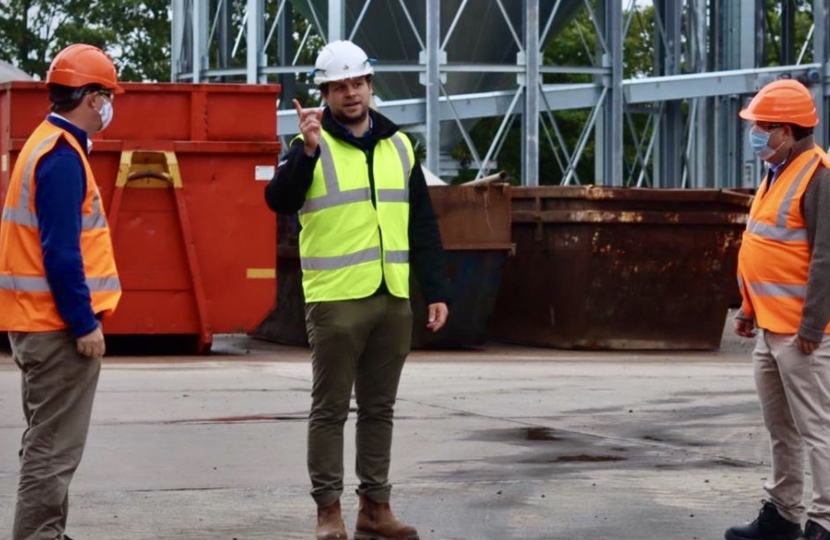 Guy Opperman MP, Ross Turner, and Craig Hoy MSP on the premises of Pure Malt Products Ltd