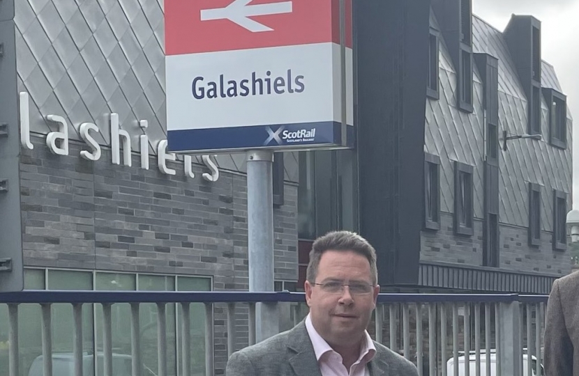 Craig Hoy MSP at Galashiels Station.