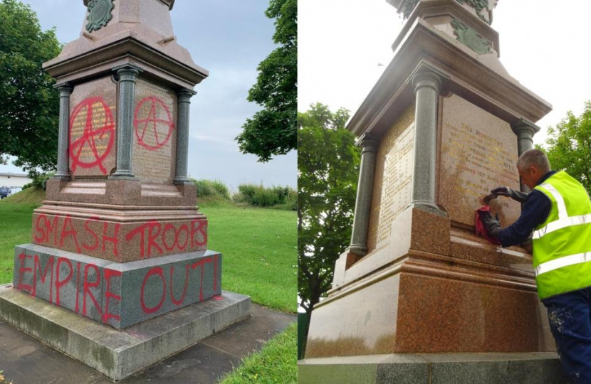 Vandalism at Prestonpans War Memorial (2019)