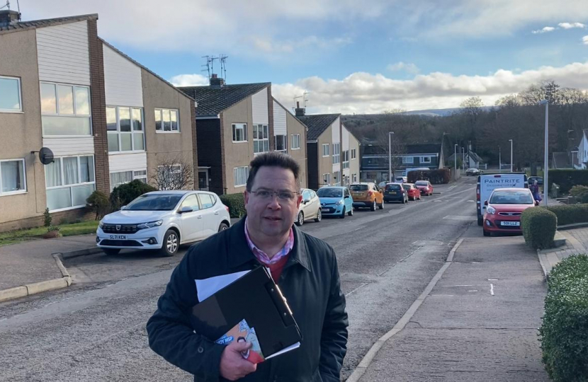 Craig Hoy MSP at a surgery on Clerkington Road.