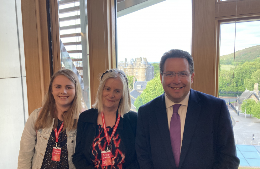 (left-to-right) Hayley Young, Lesley Young and Craig Hoy MSP