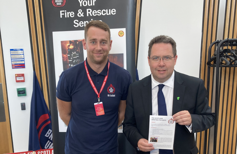 Davey Strachan (left) East Scotland organiser for the Fire Brigade Union and Craig Hoy MSP (right)