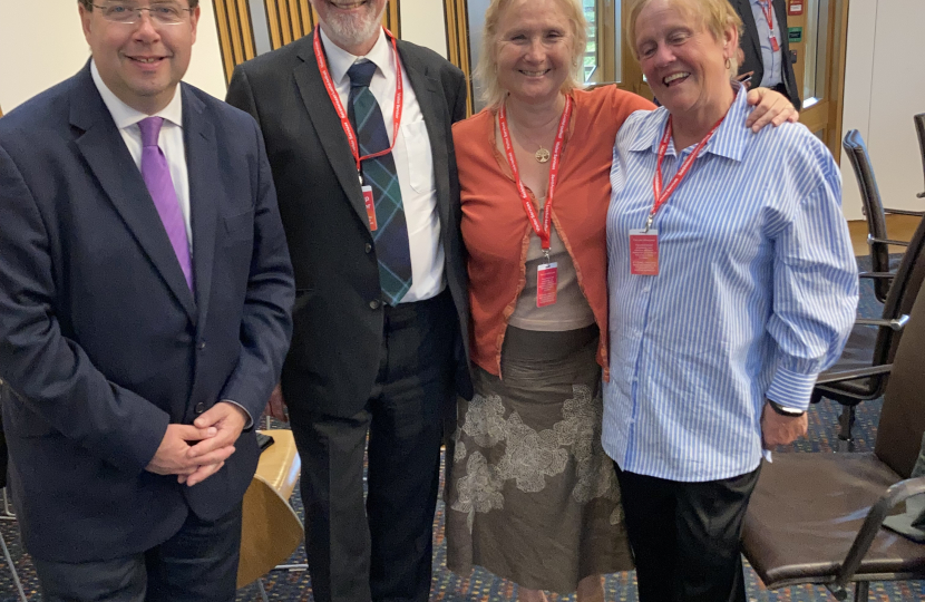 (left-to-right) Craig Hoy MSP, Alsadair Northrop, Sue Northrop and Valerie - sister of Raymond Liddell