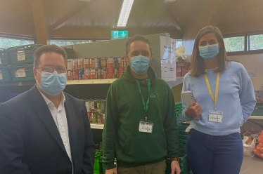 Craig Hoy MSP at East Lothian Foodbank, joined by Operations Co-ordinator Andrew and Manager Elaine