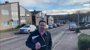 Craig Hoy MSP at a surgery on Clerkington Road.