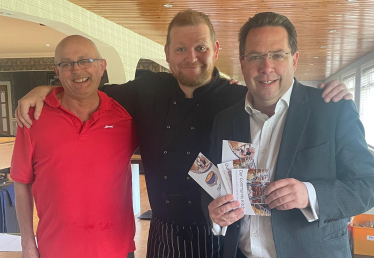 Craig Hoy MSP with Our Community Kitchen Chef Pete (centre) and volunteer Ian (left).