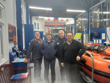 (left-to-right) Ricky Martin; Rhona Meikle; Craig Hoy; and Duncan Barbour at North Berwick's RNLI Lifeboat Station