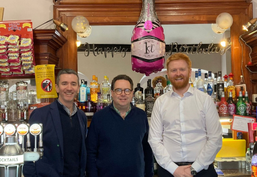 (left-to-right) Scottish Beer and Pub Association President Andrew Lawrence; Craig Hoy MSP; and Dominic McNeill, owner of the Tower Inn, Tranent