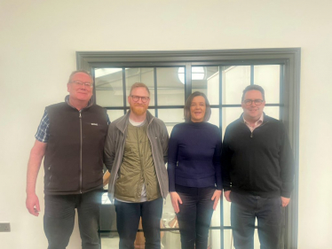 (left-to-right) Steve Ross, Managing Director of NB Gin; Jamie MacDonald, head of the NB Gin's Rum Project; Jenny Martin, Customer Relations Manager; and Craig Hoy MSP